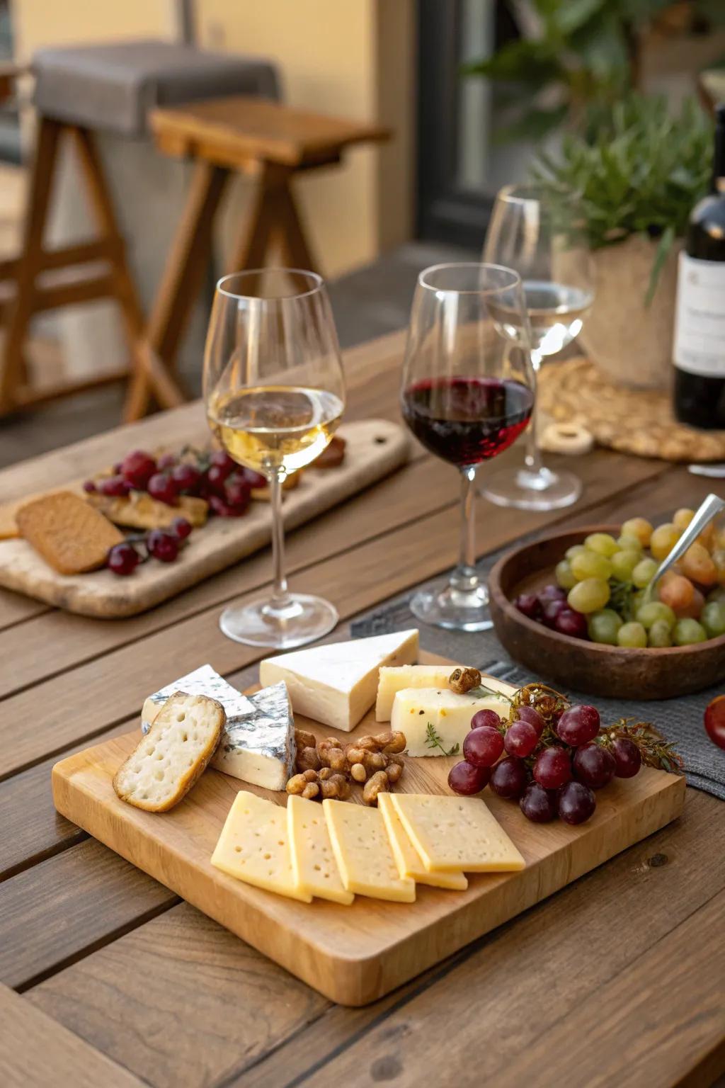 End the day with a classic cheese and wine pairing.