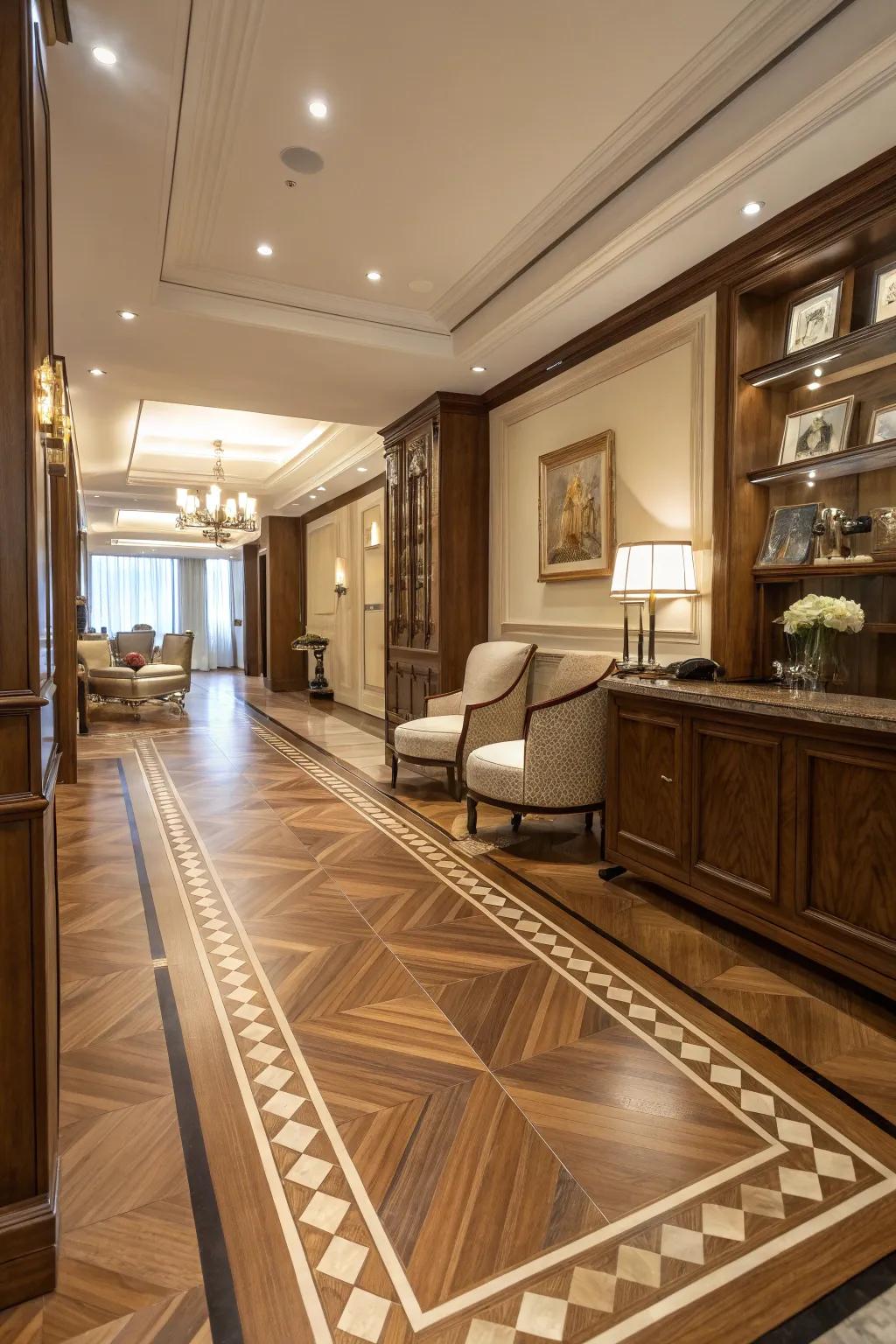 Inlaid timber design adding seamless elegance.