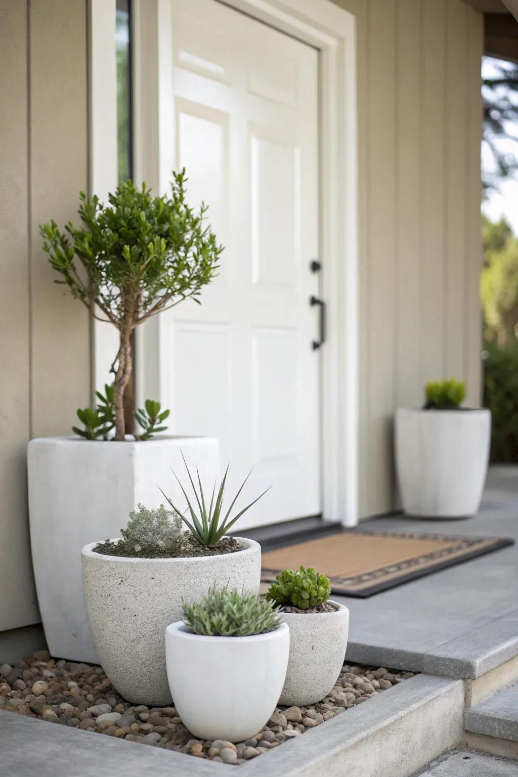 Zen-inspired planters can help achieve tranquility.