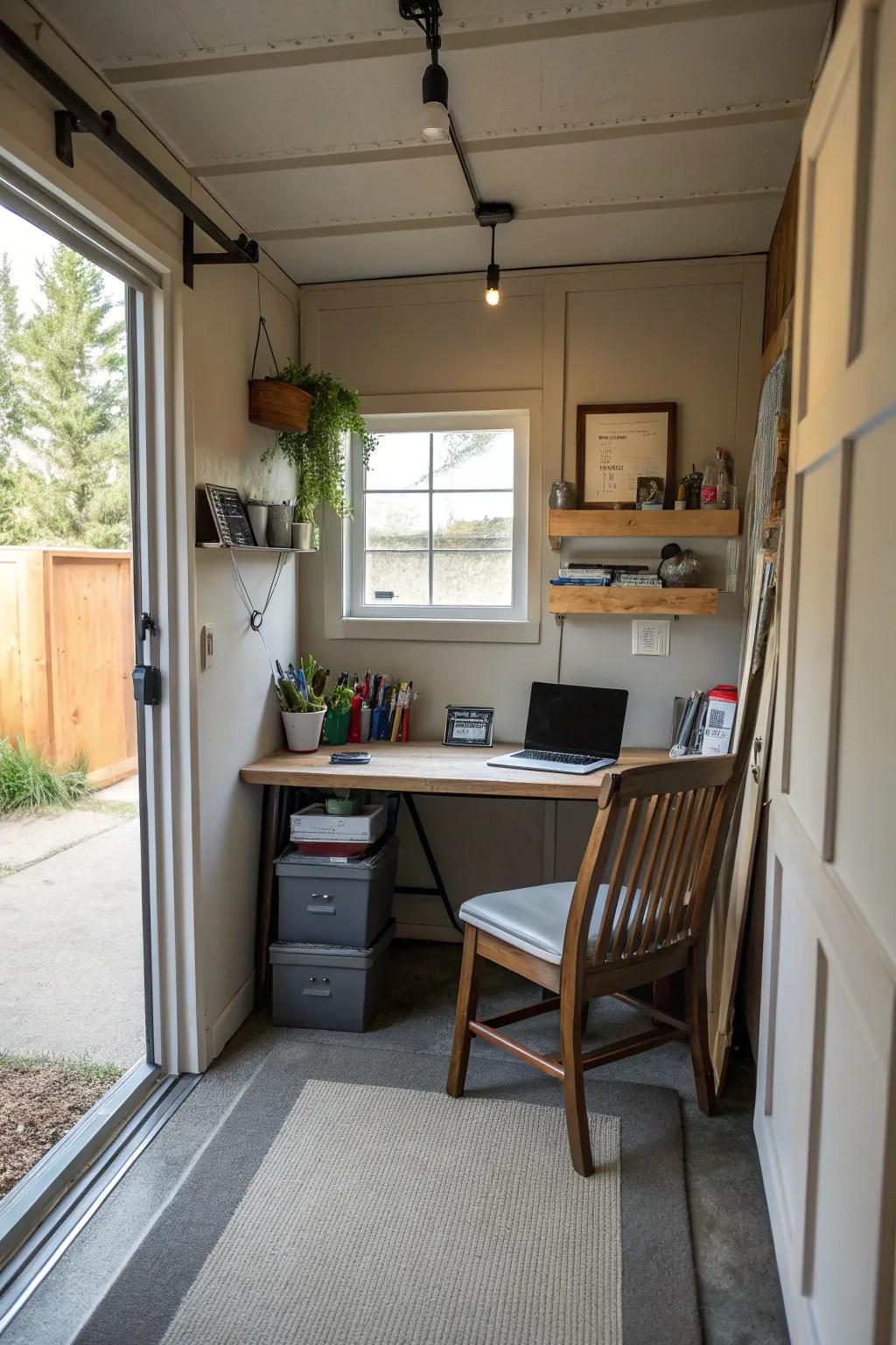 Small-scale home offices maximize productivity in small spaces.