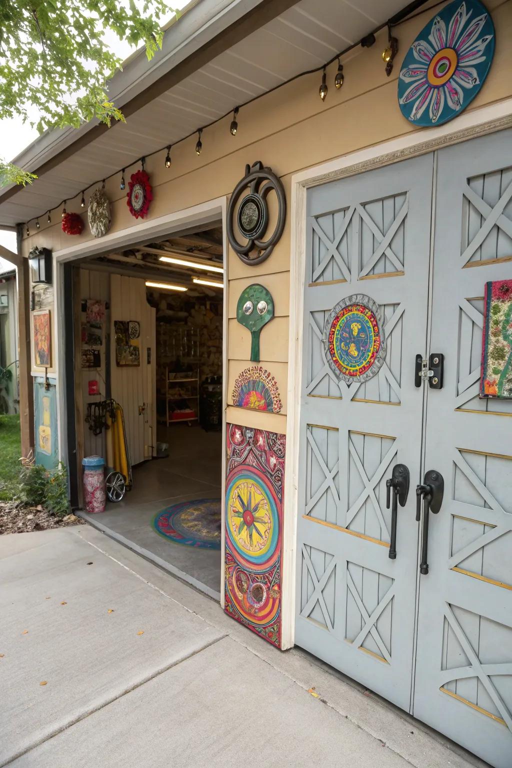 A garage with playful elements that add a unique flair.
