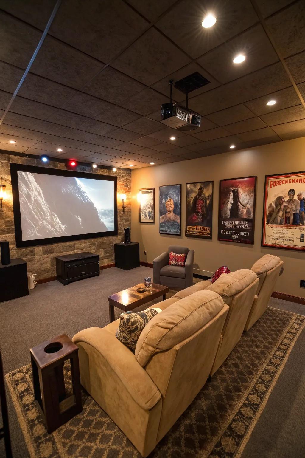 Enjoy movie nights in your garage home theater.