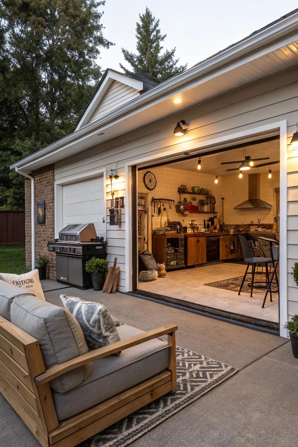 An outdoor extension of your man cave for gatherings and relaxation.