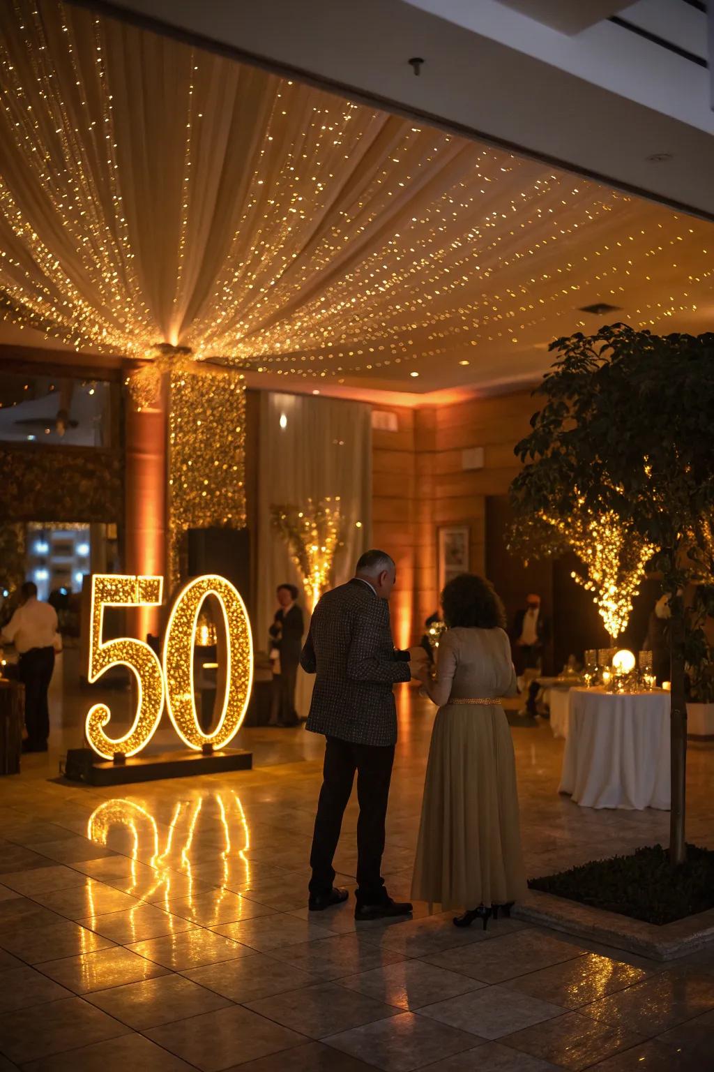 Ambient light creates a cozy, welcoming atmosphere.