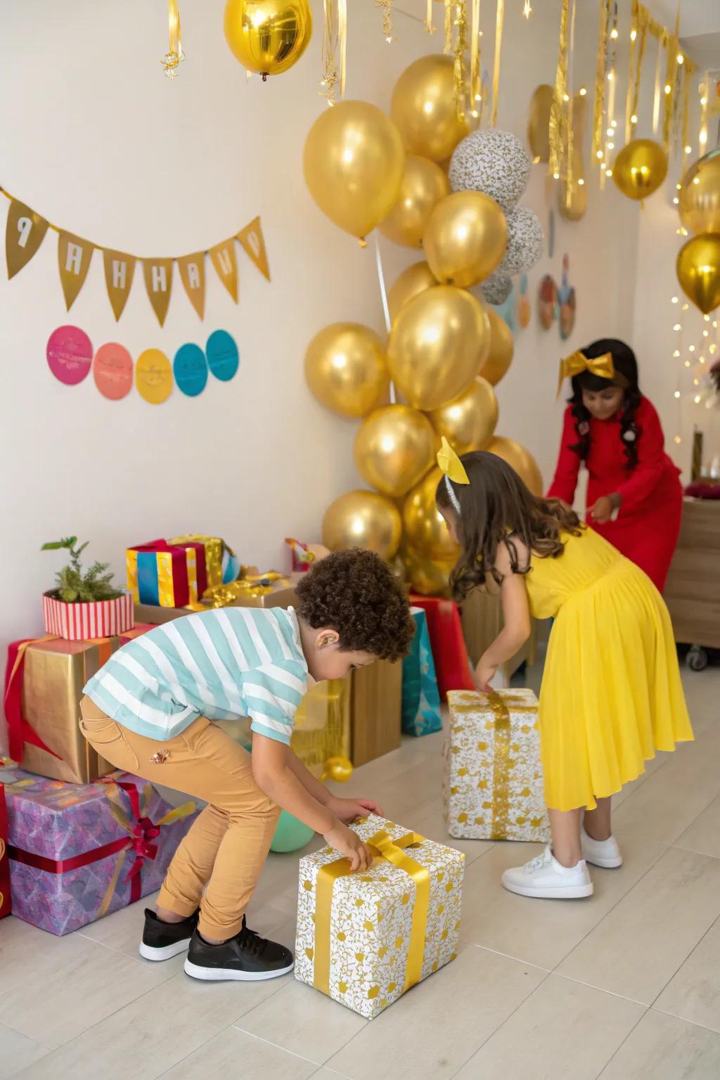 Fun gold-themed gift hunt for an engaging activity.