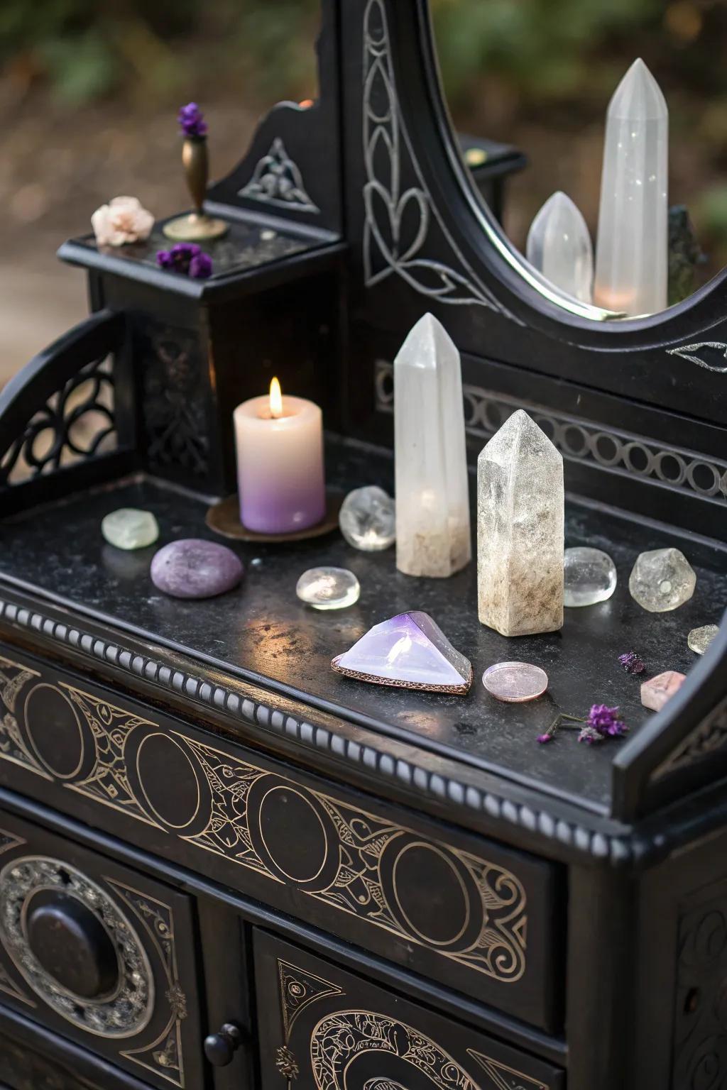 Crystals add beauty and positive energy to your vanity.