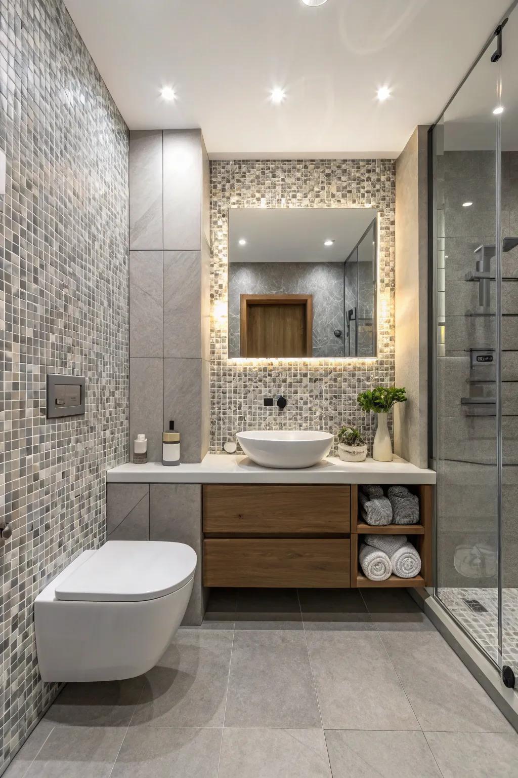 Tile work adds an artistic accent.