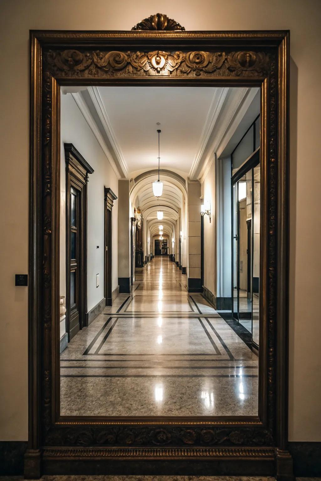 Floor-to-ceiling mirrors create drama and expansiveness.