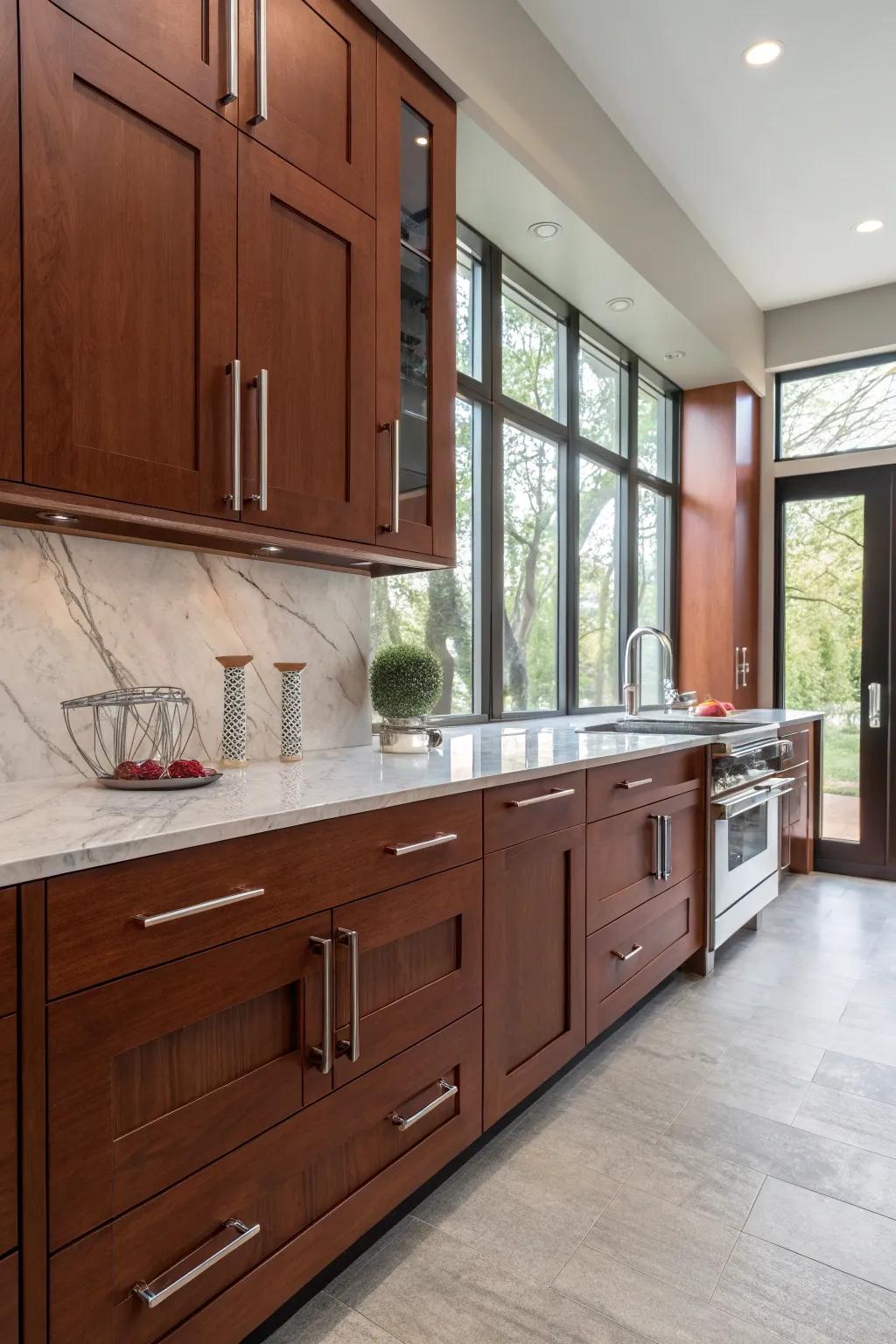 Geometric metal handles make a modern, architectural twist.