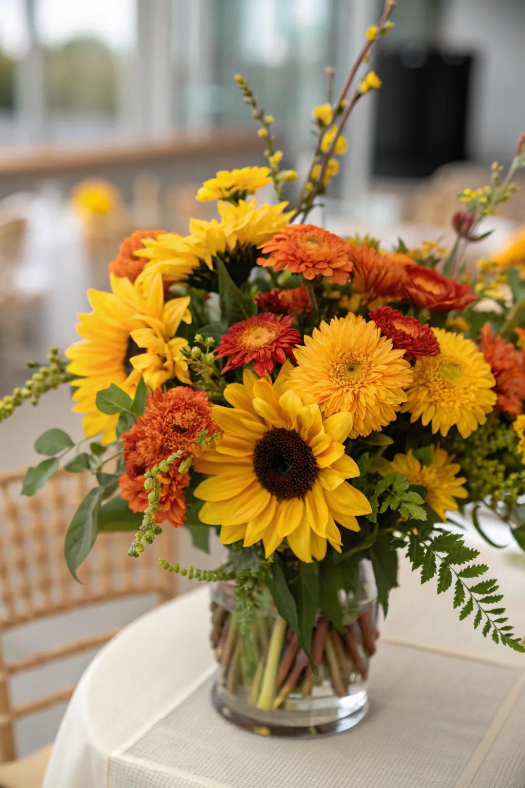 Bright and cheerful seasonal botanical arrangements.