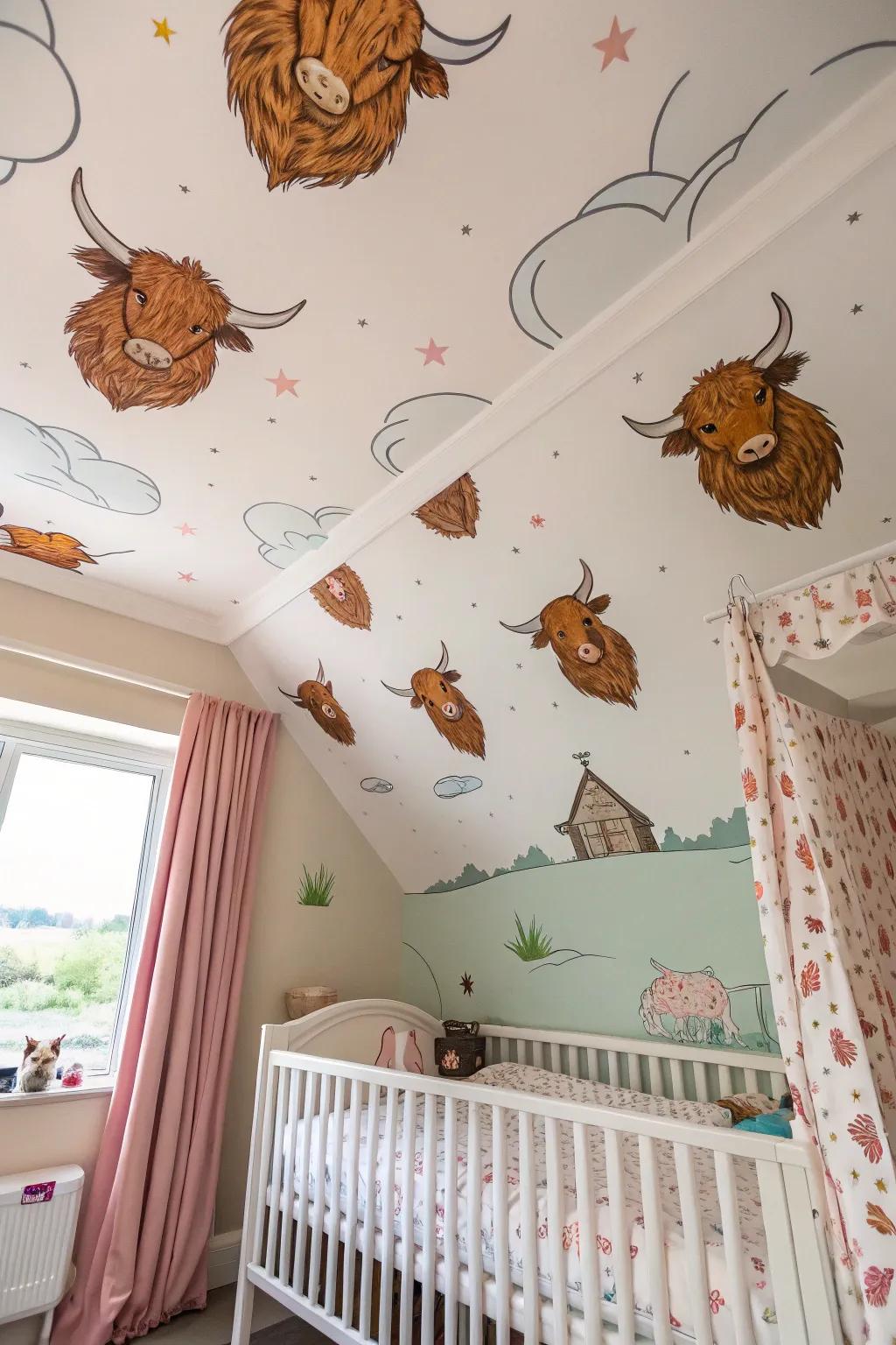 Ceiling decor presents an astonishing and delightful touch.