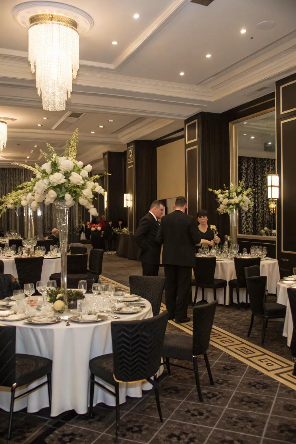 Elevate your holiday assembly using a Black and White theme.