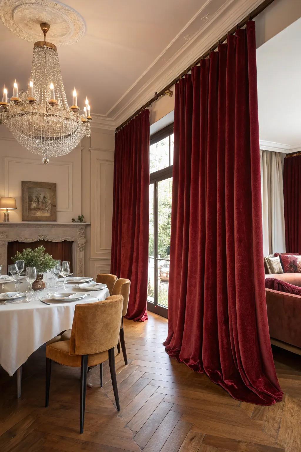 Curtains enhance the aesthetic.