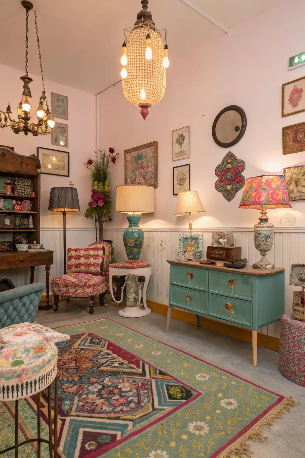 A room with eclectic accessories adding personality.
