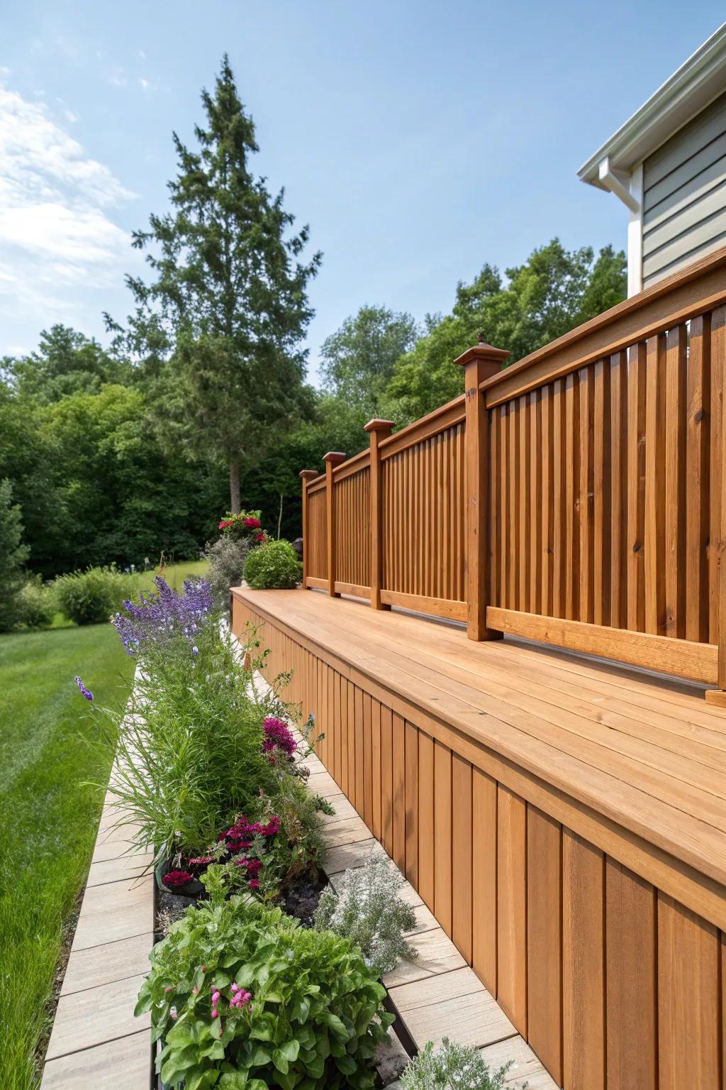 Inherent cedar skirting delivers a timeless, organic appeal.