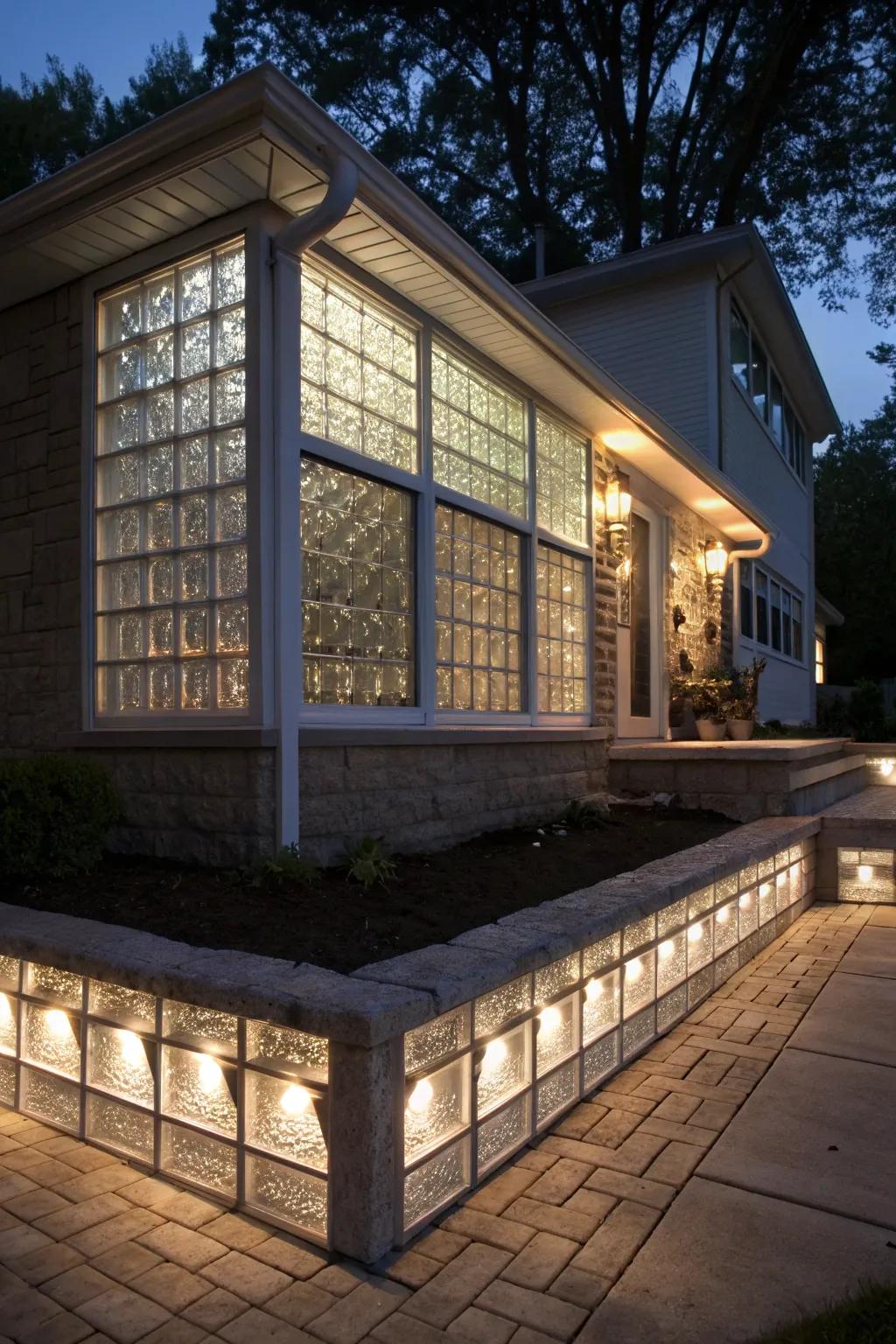 Transparent bricks add light and sophistication to this foundation.
