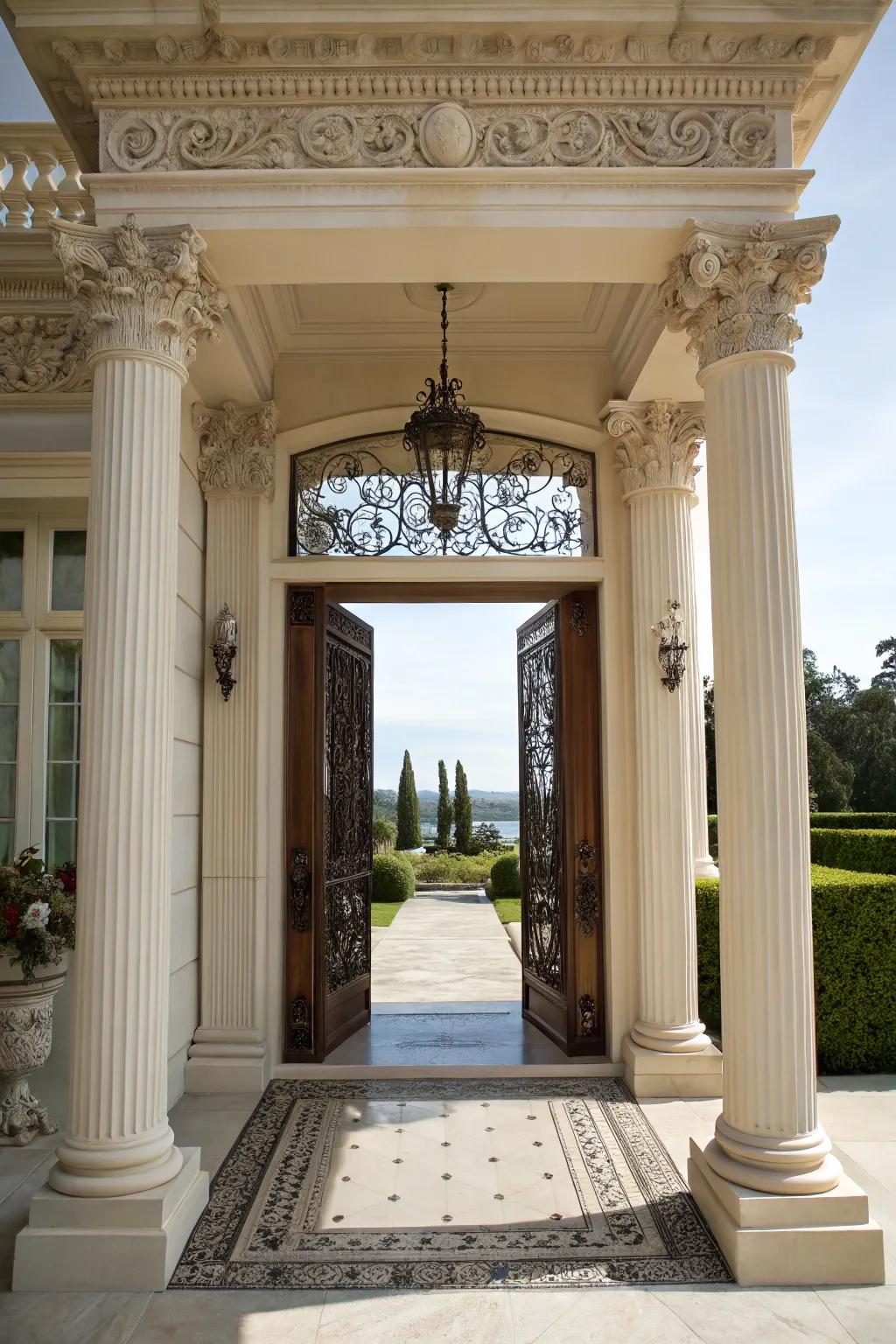 Ornamental pillars elevating your doorway’s appeal.