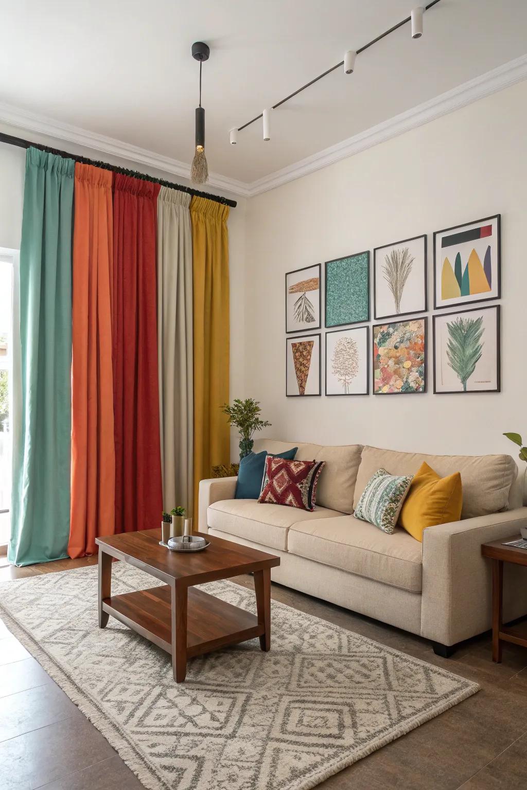 A burst of pigmentation within your window dressings has the capacity to energize a neutral family area.