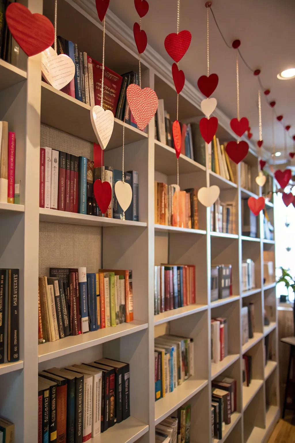 Bookshelves crafted for Valentine's Day.