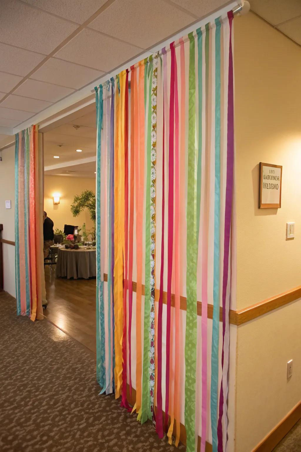 Separate spaces artistically using a paper strip room separation.