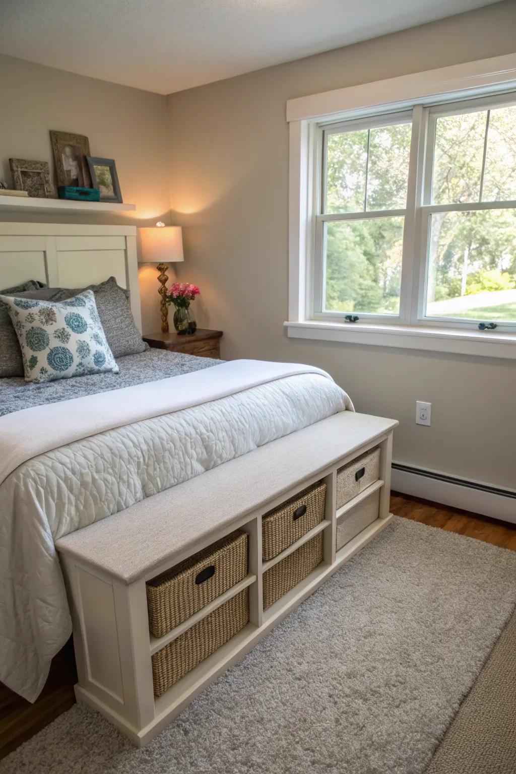 A storage bench merging practicality with elegance.