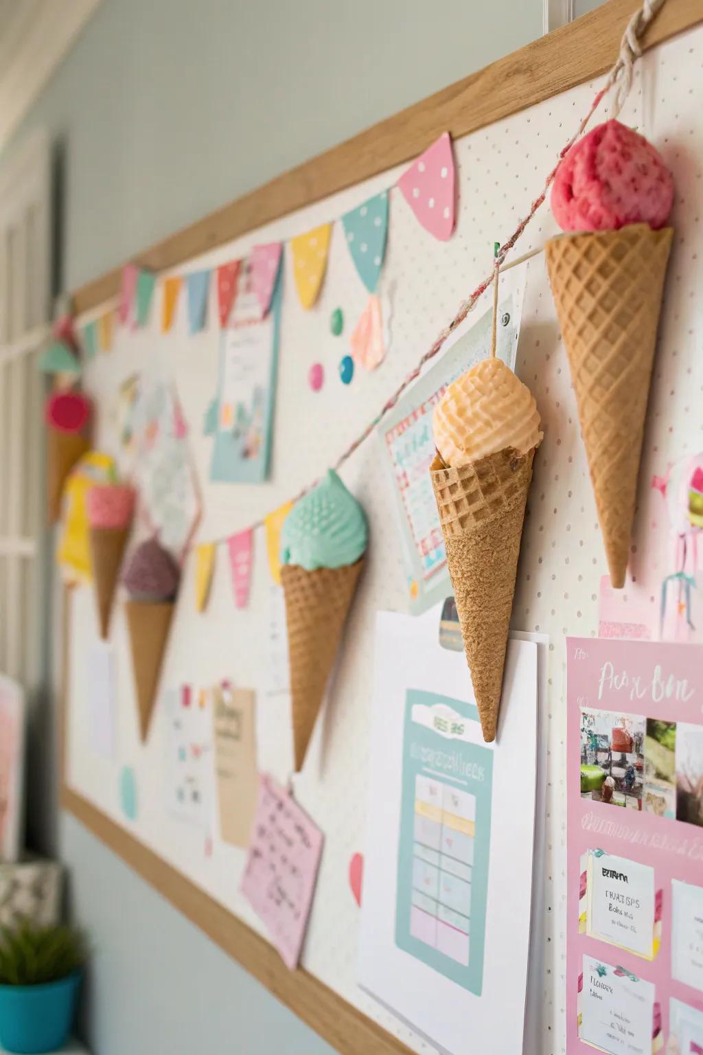 Introduce celebratory flair with a handcraft chilled treat cone streamer.
