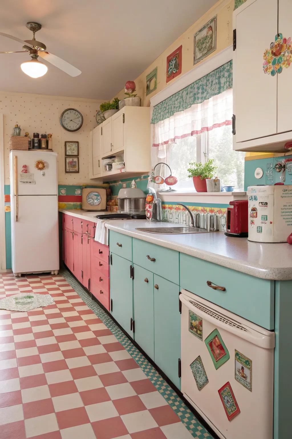 Linoleum worktops introduce a splash of color and resilience to any kitchen.