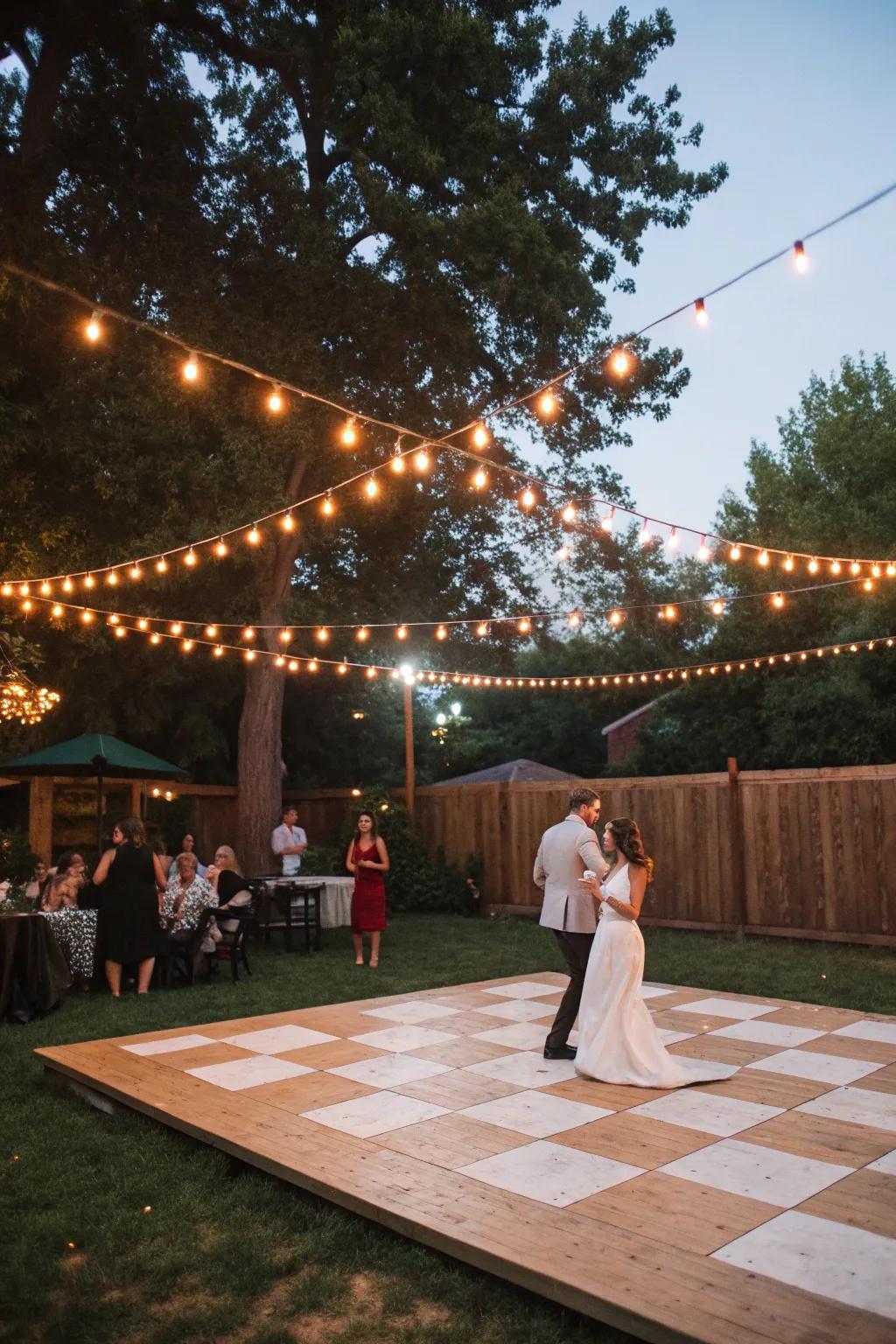 An open-air dance floor invites visitors to dance beneath the stars.