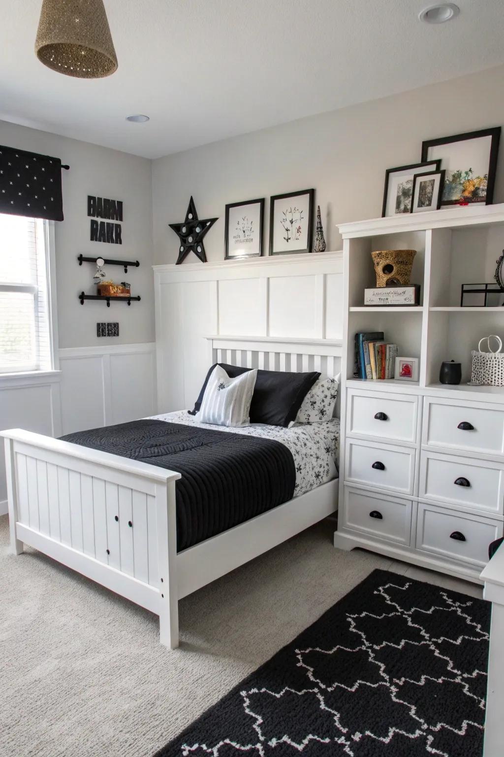Black and white offer a striking and flexible design preference.
