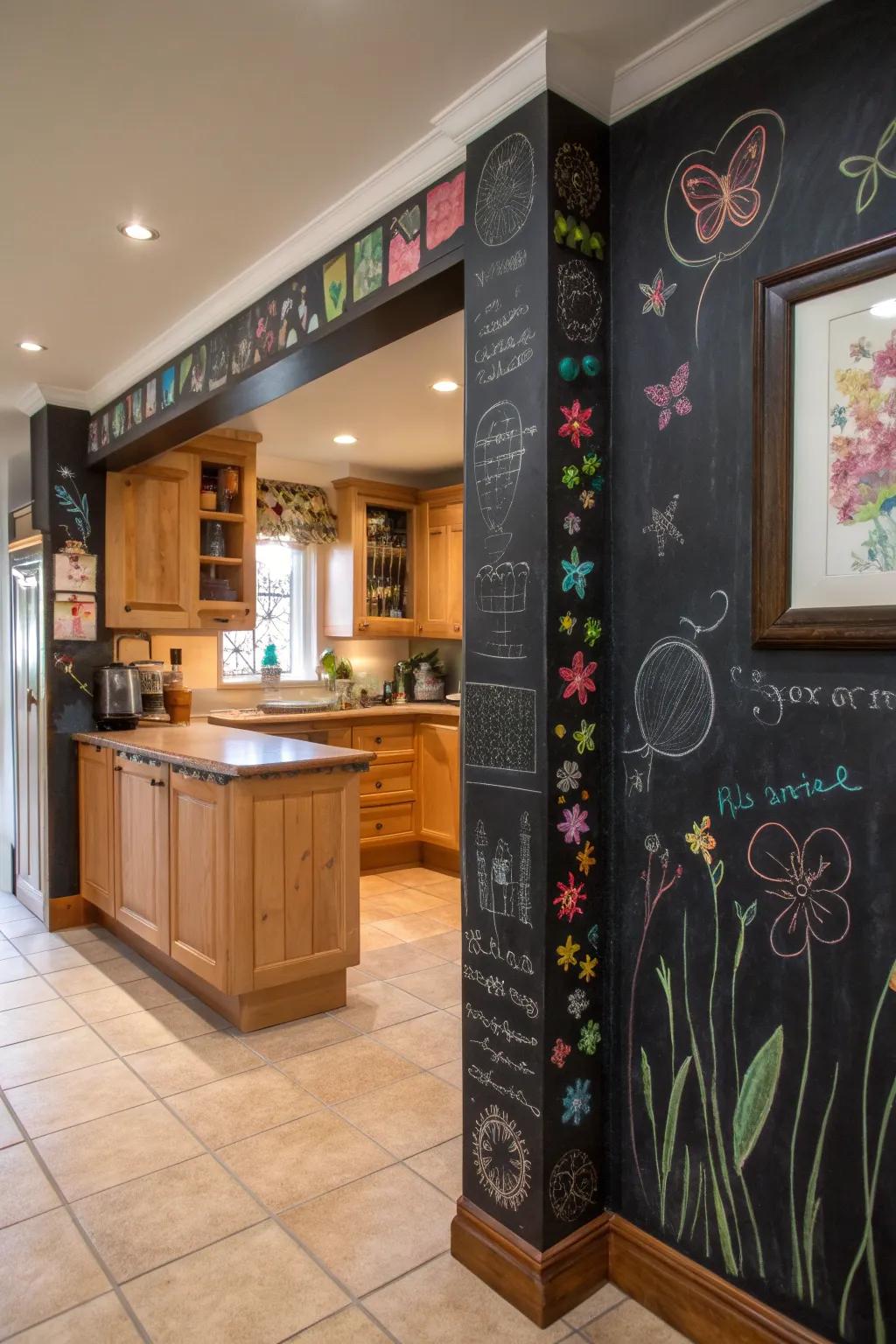 Note board paint borders give a personal and touchable feel.