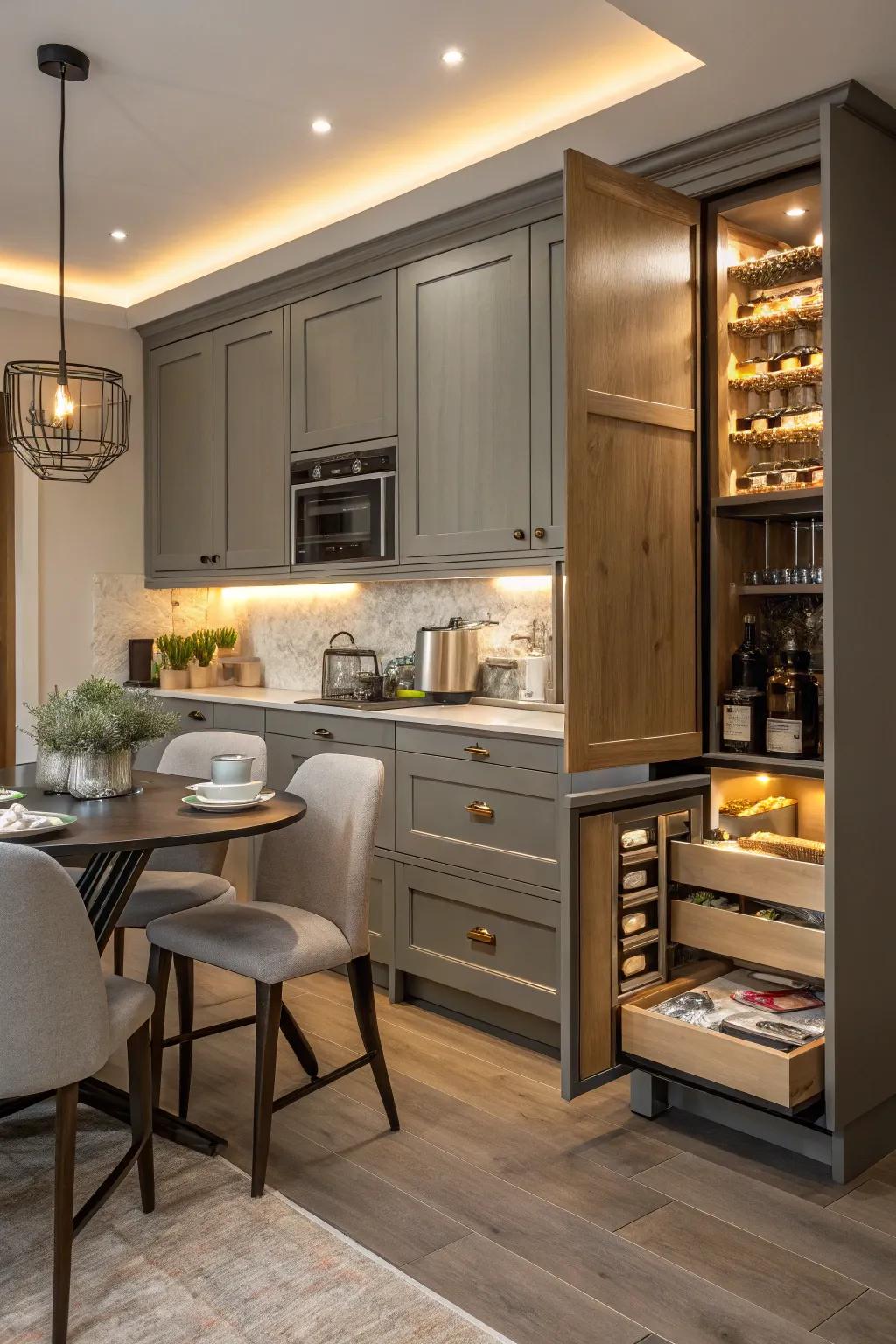 Custom corner cabinets provide custom functionality and style.