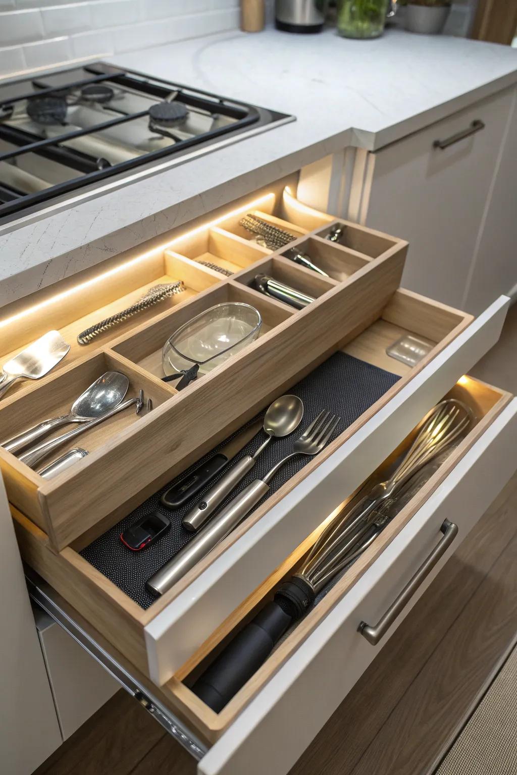 Light up your drawers for a luxurious and practical addition.