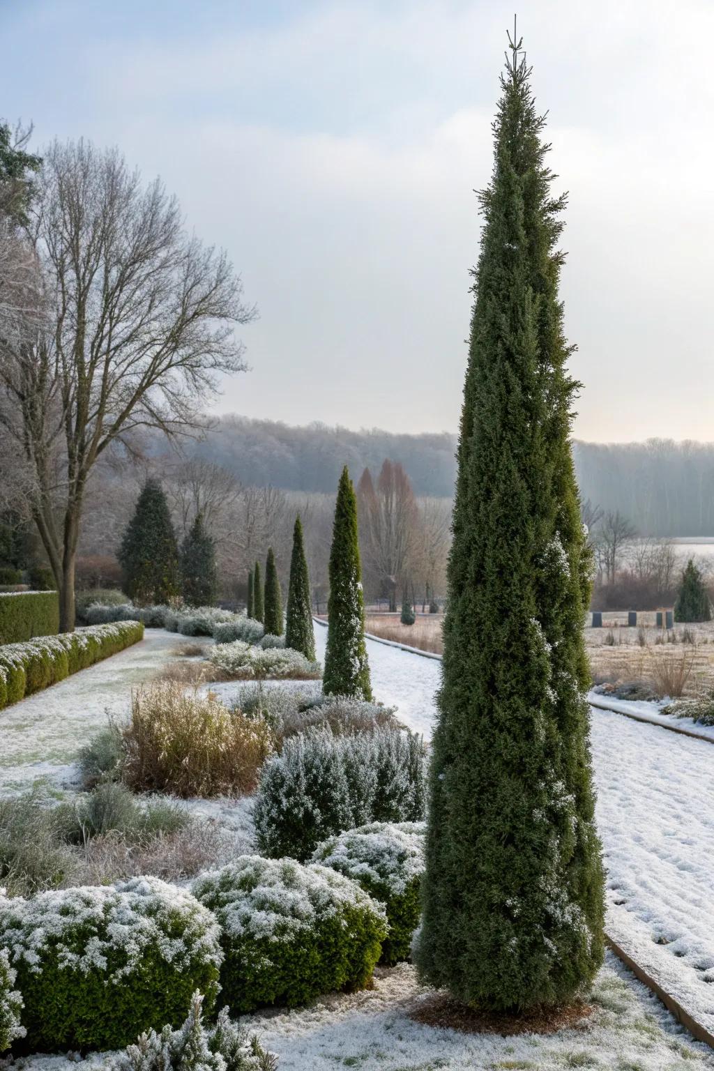 Evergreens keep your garden vibrant through winter's chill.