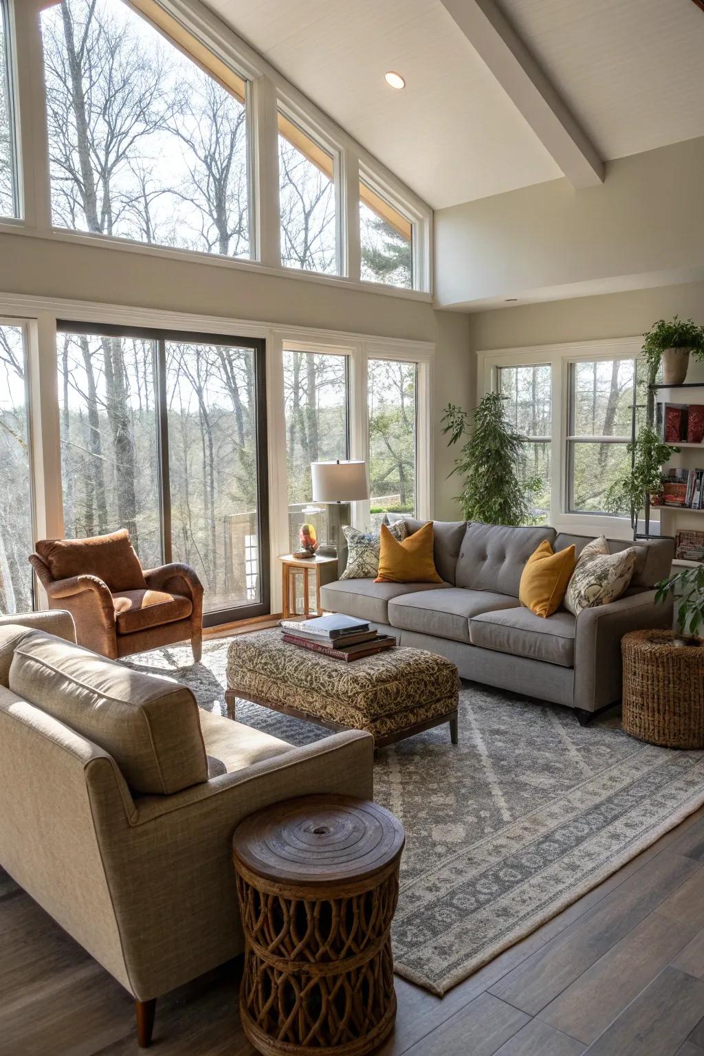 A unique setup that makes the living space more interesting.