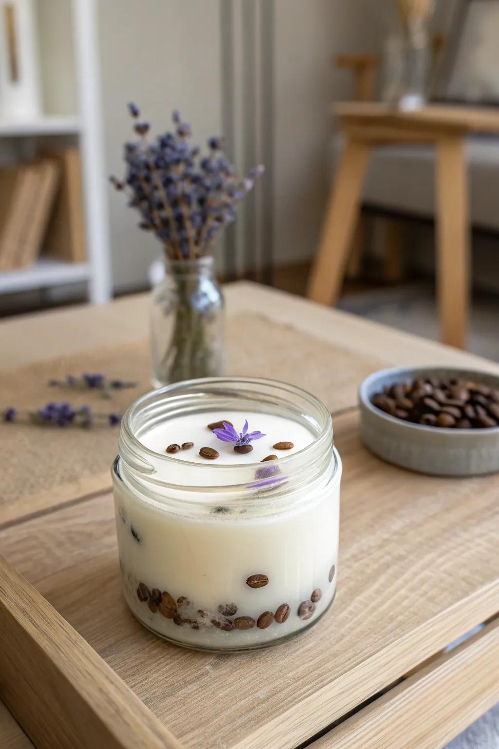 Made with affection: A personalized coffee and lavender scented candle for a memorable Father's Day gift.