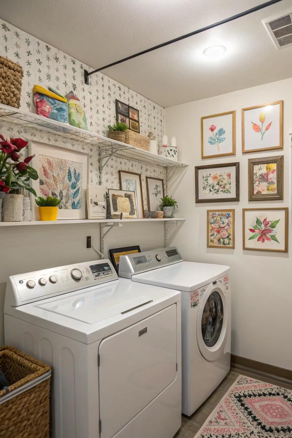 Decorative elements add character to your laundry room.