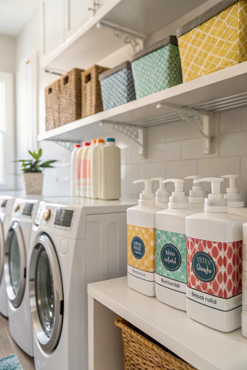 Ornamental labels infuse a customized aspect within your laundry dispensers.