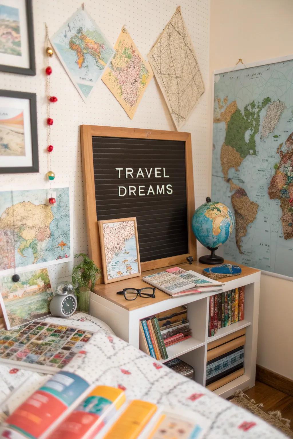 Fuel your wanderlust with travel-themed messages on your display board.