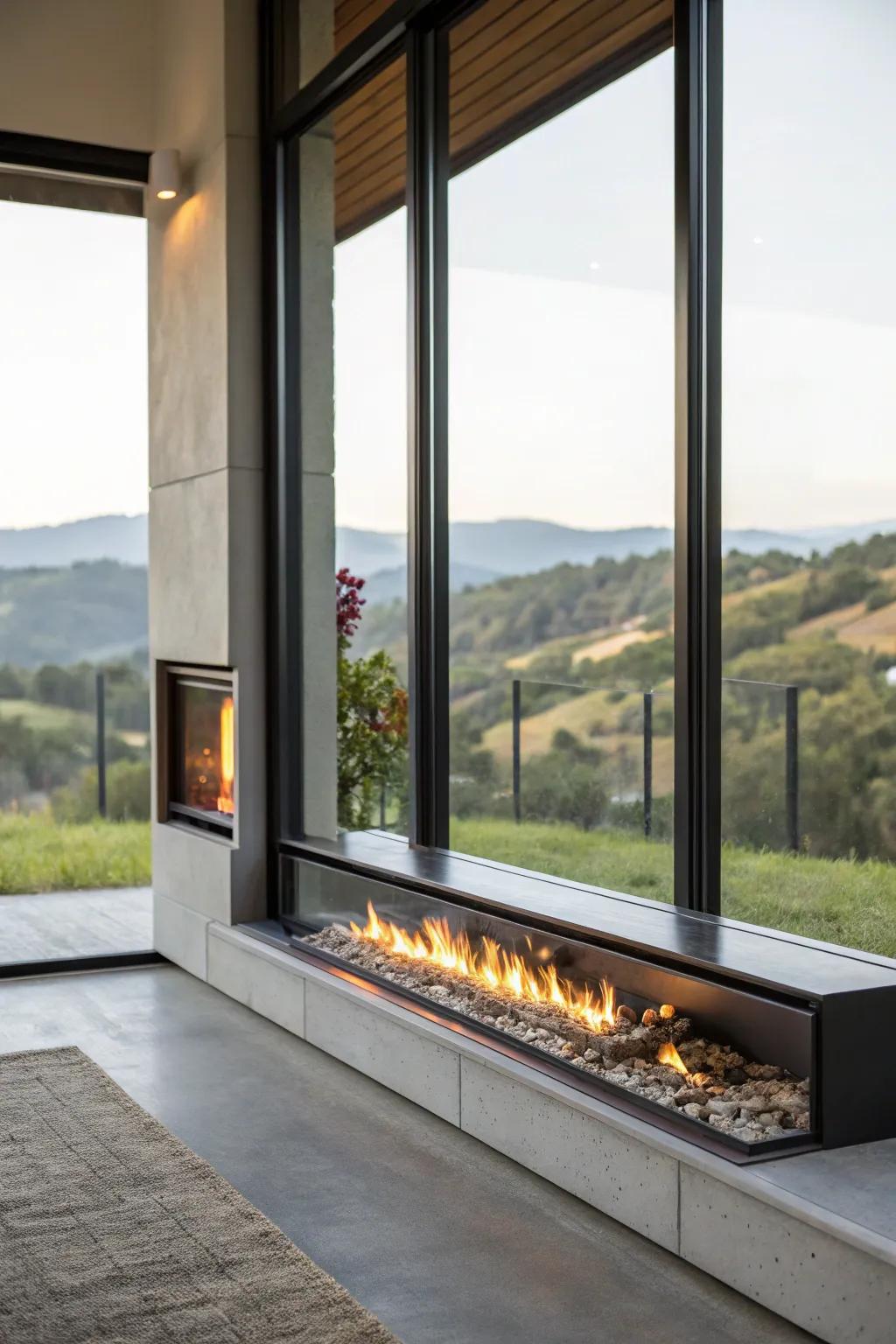 Frame outside beauty with your linear hearth.