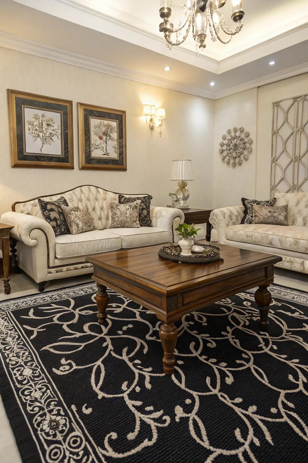 Black and white ground coverings offer ageless class.