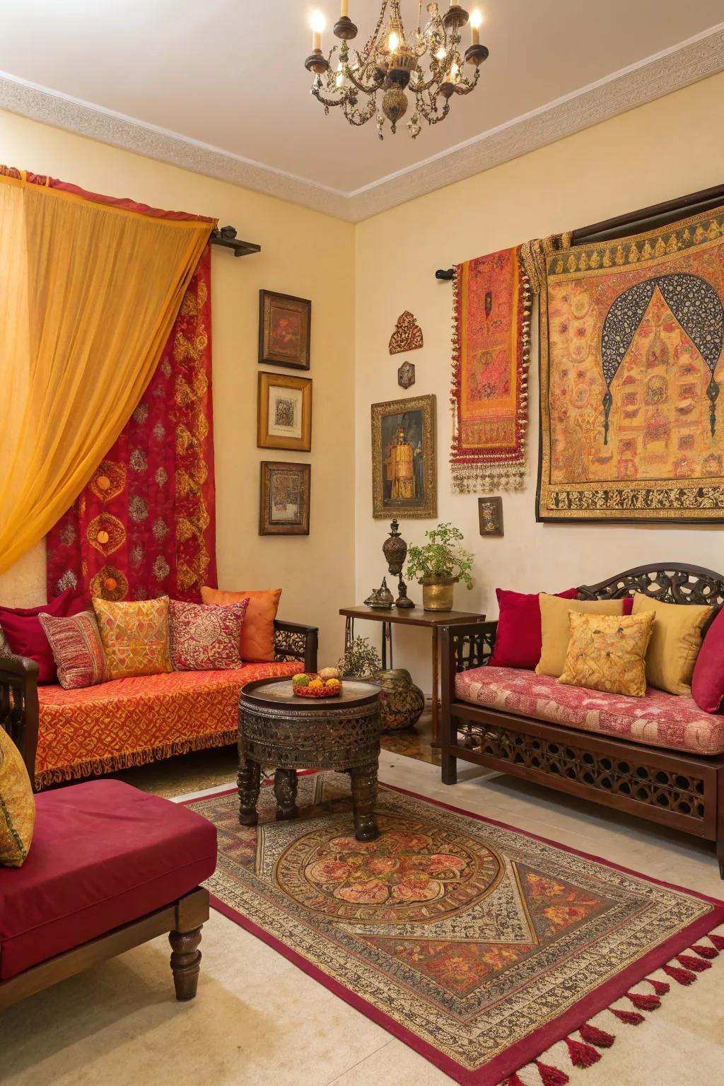 Ethnic touches through shade can add depth and personal meaning to your living room.