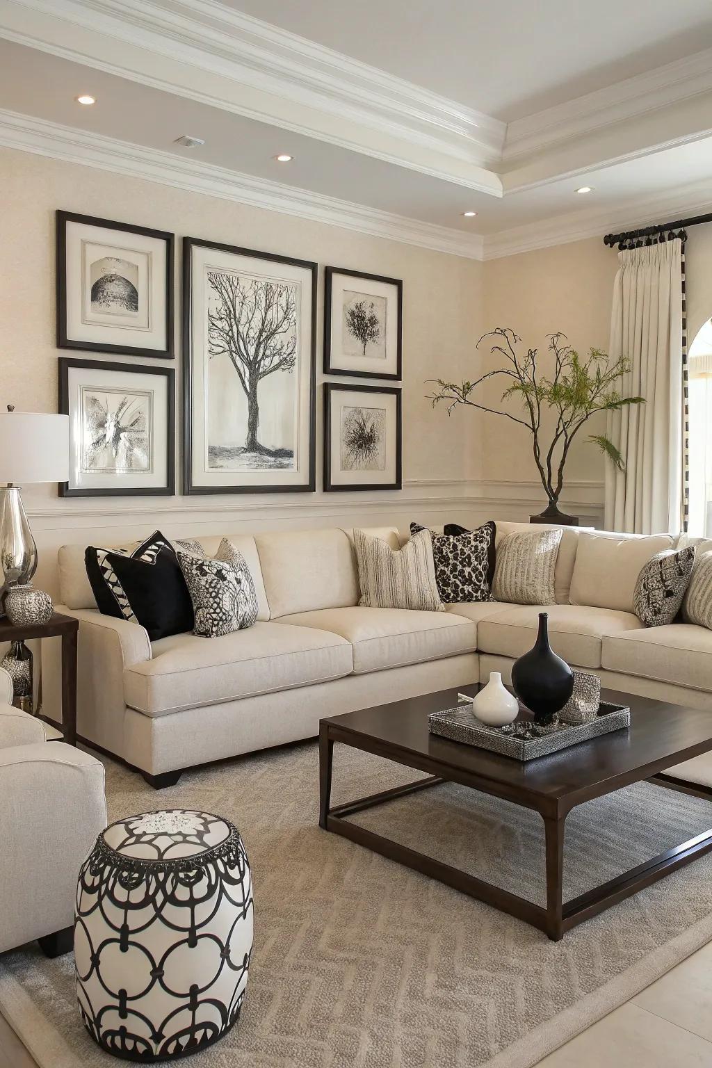 A monochrome sectional for a sleek and cohesive look.