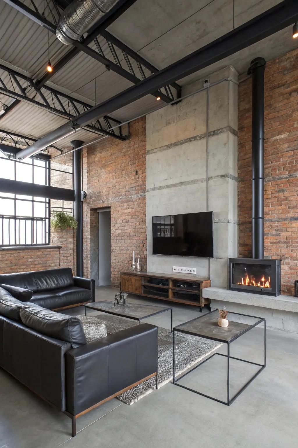 Industrial elements provide a modern urban ambiance.