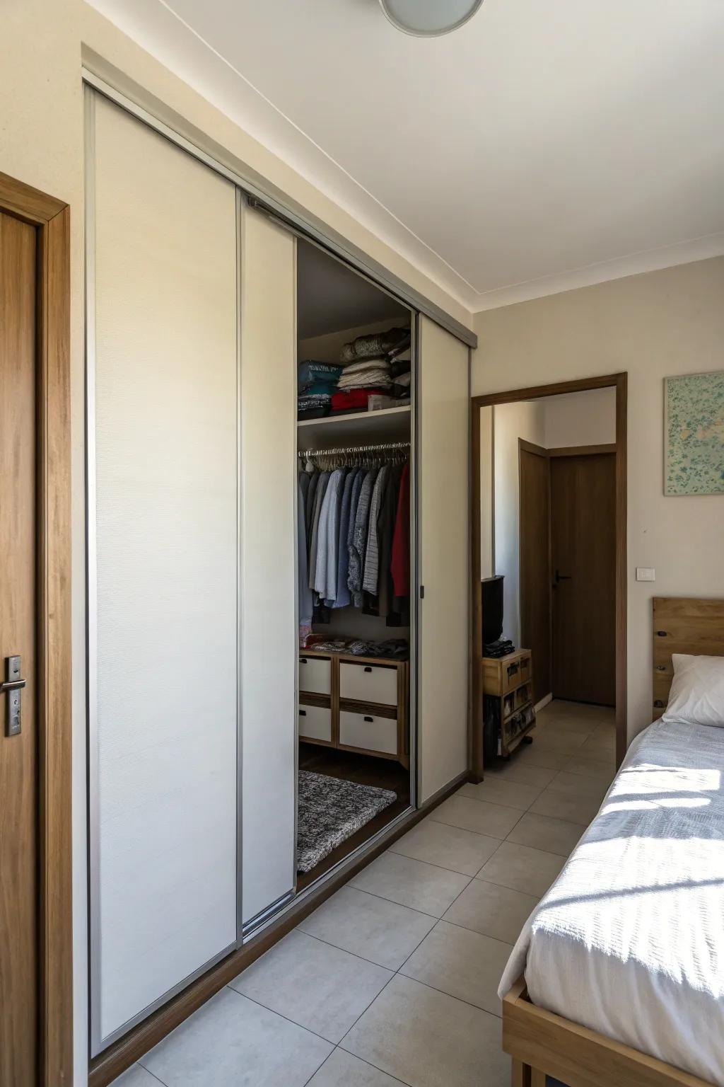 Sliding doors boost the feeling of space and style.