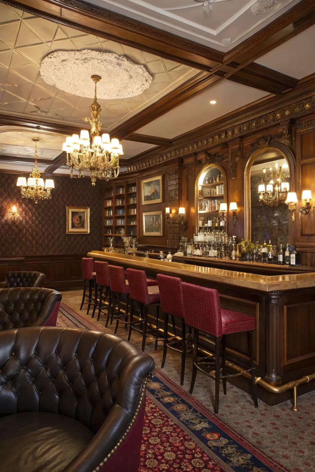 Add some glamor with a Hollywood-era bar.