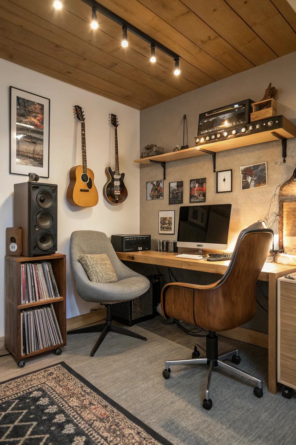A music corner is an inspiring retreat.