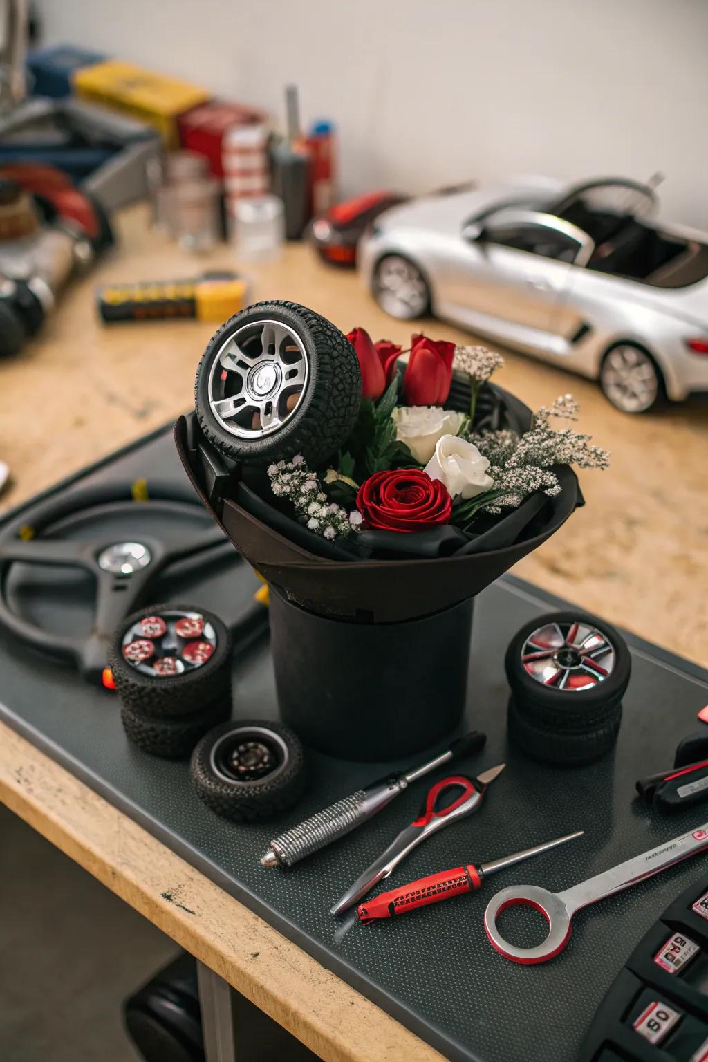 Classic car lover's bouquet, a classic gift for car fans.