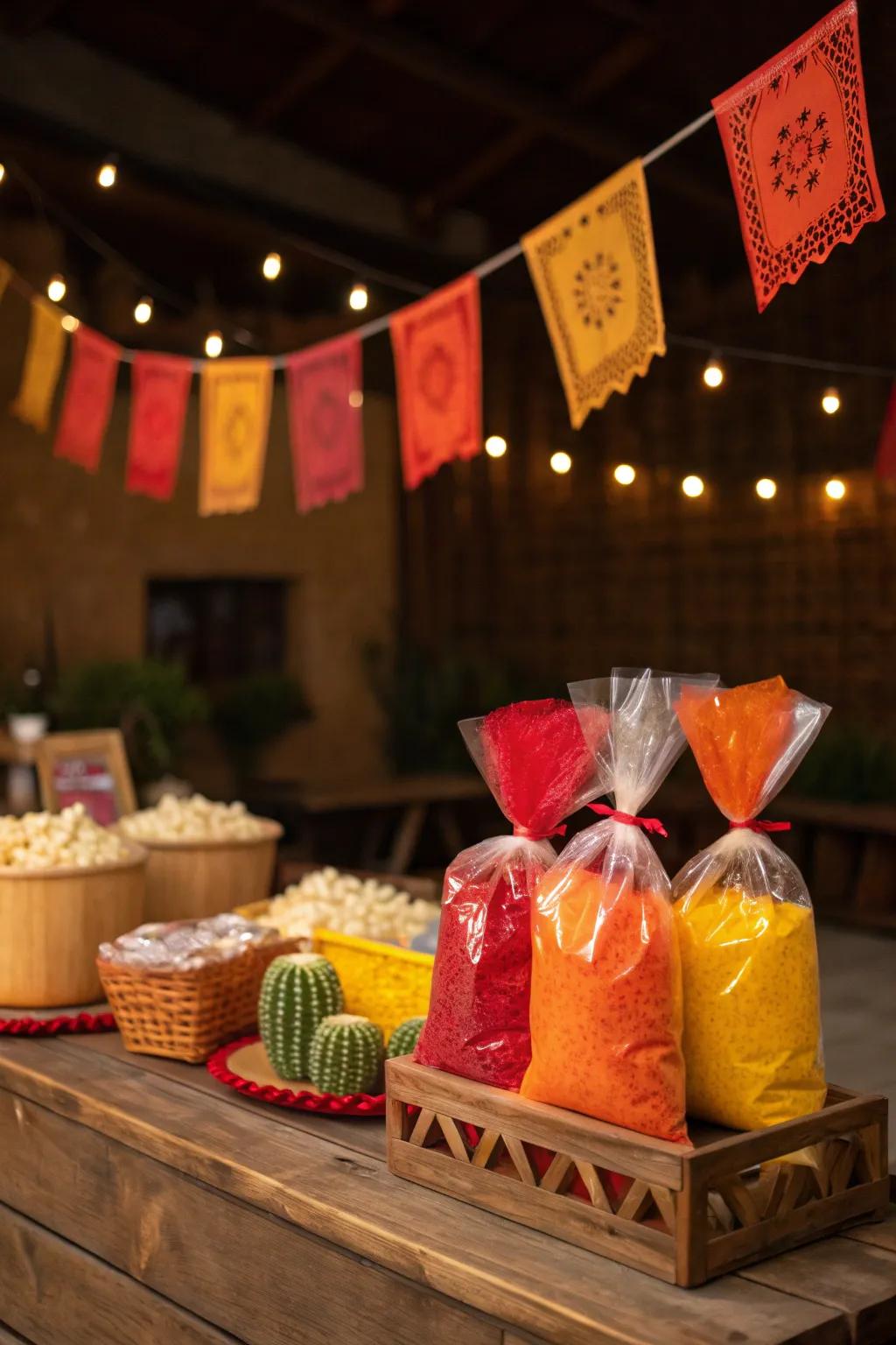 Allow guests to take home a piece of the fiesta with bags for guests, adding a personal touch to your candy buffet.