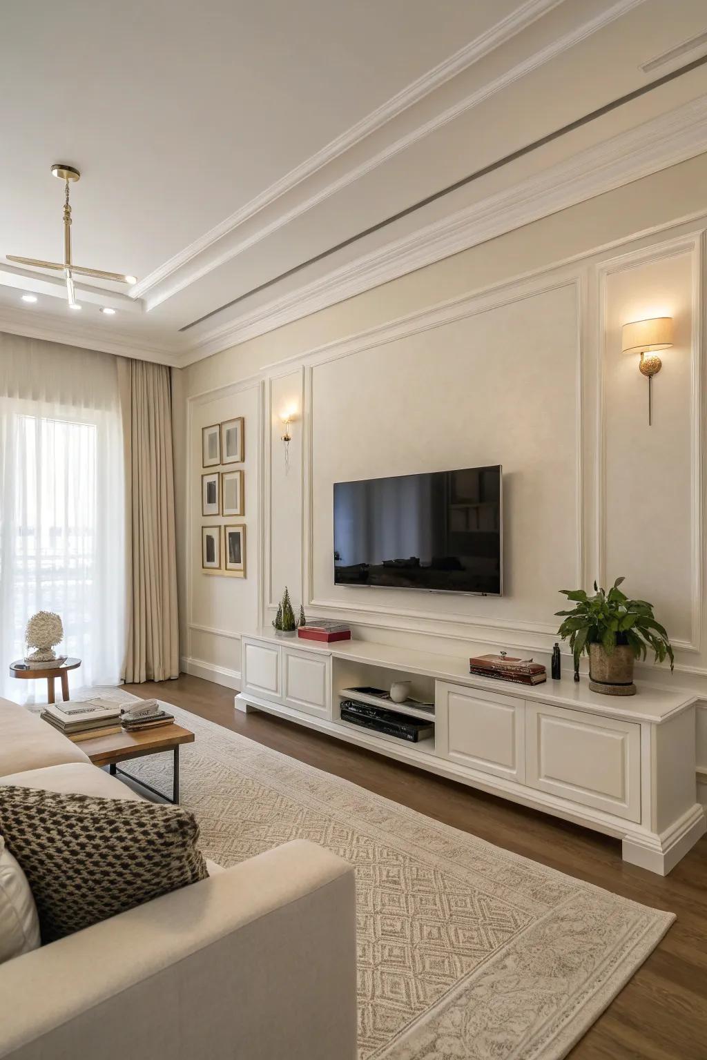 Discreet technology integration supports a minimalist aesthetic.