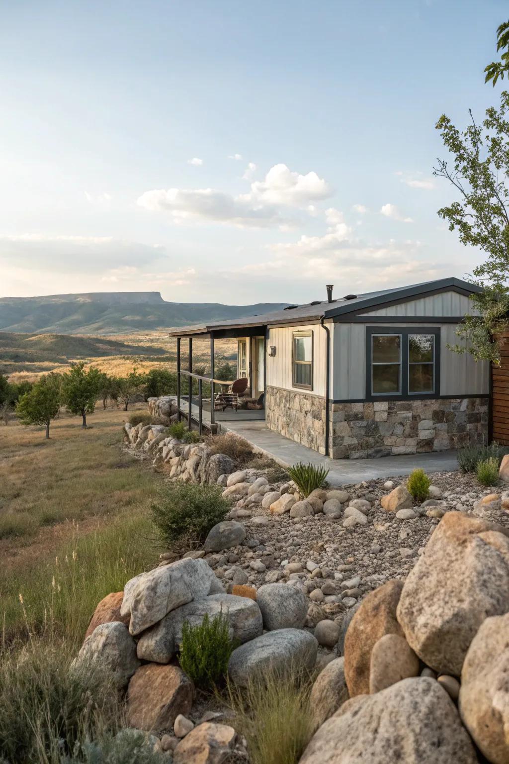 Ground your home using natural stone highlights.